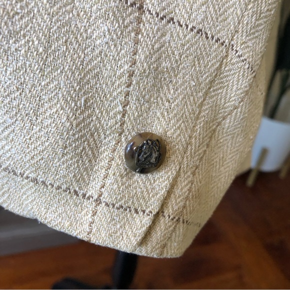 Lauren Ralph Lauren 100% Silk Plaid Tan Brown Blazer Jacket 4 - Picture 10 of 12